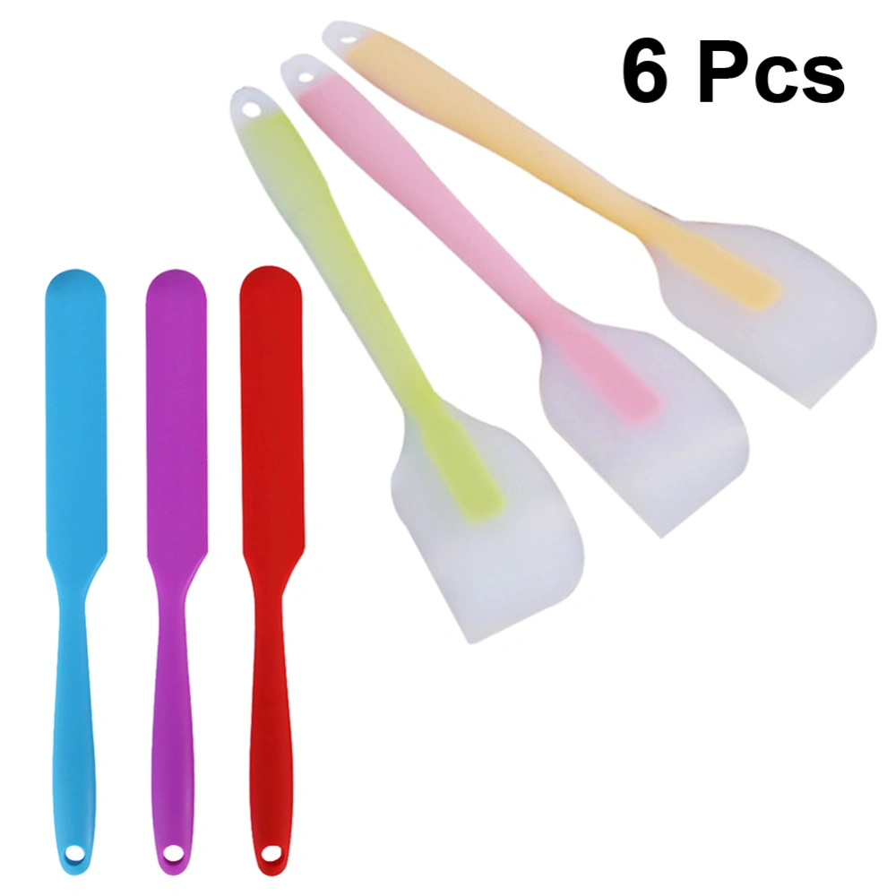 6pcs High-temperature Baking Silicone Tool Scraper Silicone Mixing Spatula for Cake Butter and Jam (Random Color, 3pcs Small Translucent Spatulas + 3pcs Oil Scrapers )