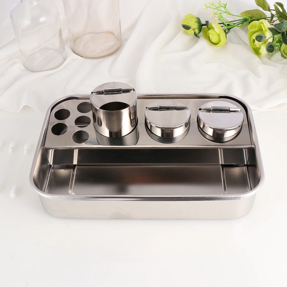 1 set of Extra-thick Stainless Steel Tray for Injection Metal Tray for Therapy (Silver)