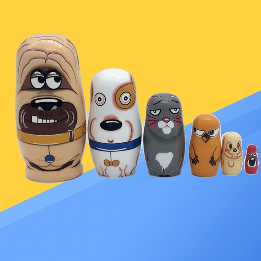 6 Pcs Nesting Dolls Adorable Puppy Russian Stacking Dolls Collection Toy (Random Color)