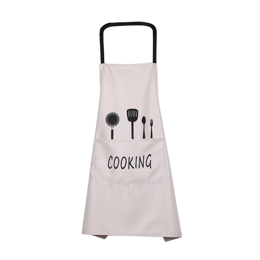 Chef Cartoon Pattern Kitchen Apron Grease-proof Waterproof Breathable Cooking Aprons for Home Restaurant (Double Layer, Grey and Fork)