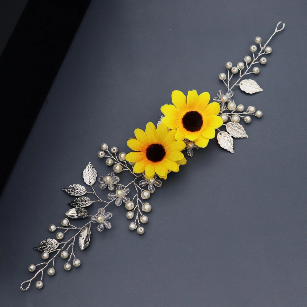 Creative Sunflower Headdress Wedding Bride Hairband Fashion Holiday Flower Hair Decor (Silver)