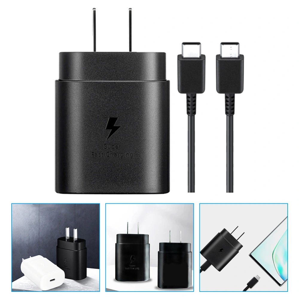 1 Set of Phone Fast Charger 25W Type C Mobile Phone Charger Compatible with Samsung (US Plug)