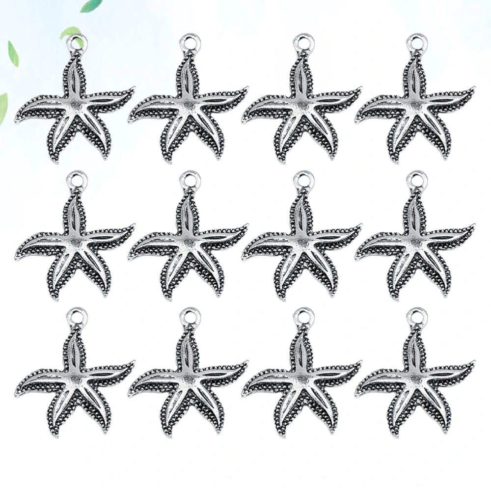 30 Pcs Sea Star Alloy Hanging Pendant Accessories DIY Hanging Jewelry Ornaments for Women Earring Art Craft(Silver)