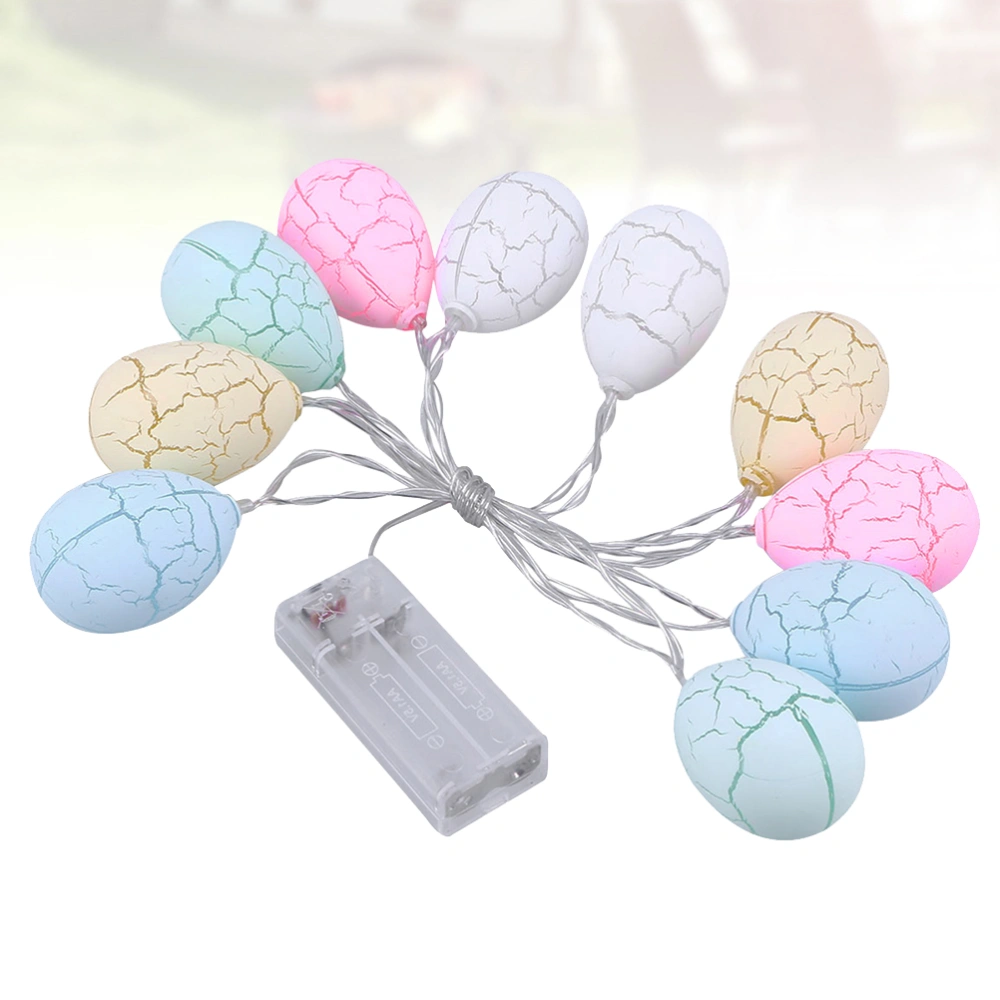 1.5 Meters 10 LED Easter Fairy Lights Battery Power Decoration Light Colorful Crack Egg Shape Light Easter Decorations No Battery Included (White Light)