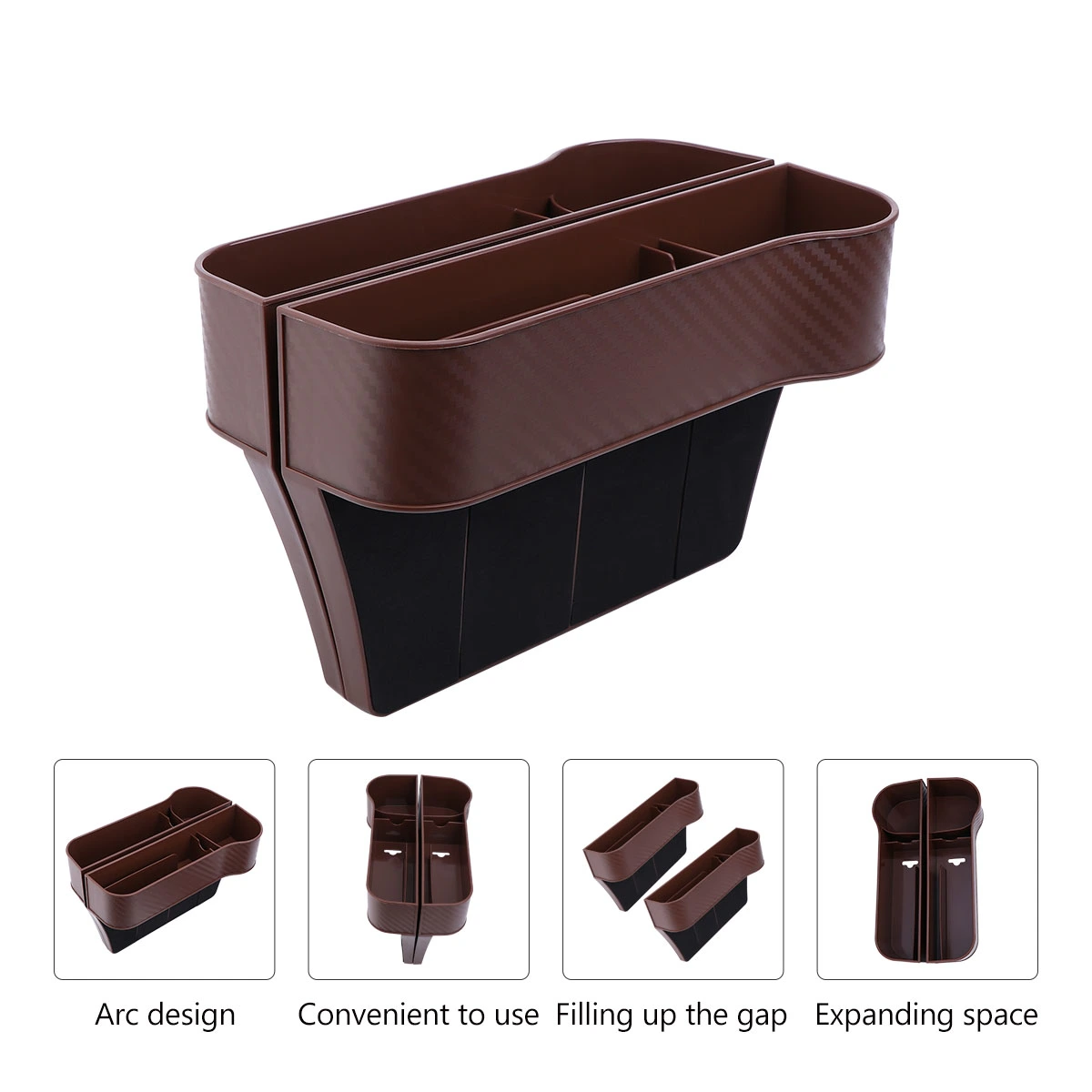 2pcs Car Gap Box Car Seat Crack Box Plastic Simple Practical Car Seat Storage Case (Brown, Main Driving Seat and Front Passenger Seat Style)