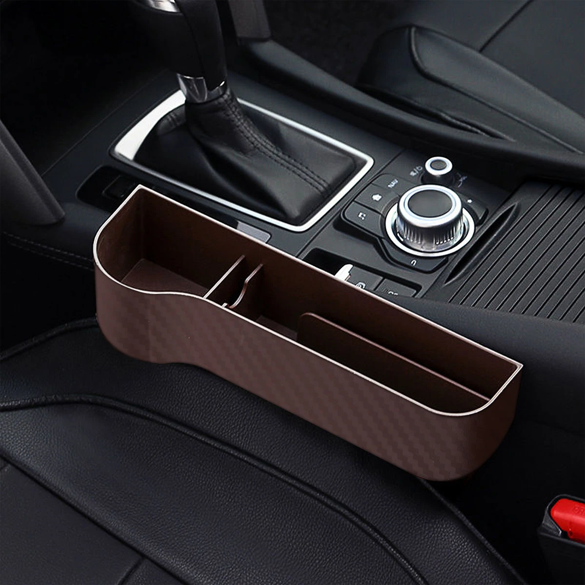 2pcs Car Gap Box Car Seat Crack Box Plastic Simple Practical Car Seat Storage Case (Brown, Main Driving Seat and Front Passenger Seat Style)