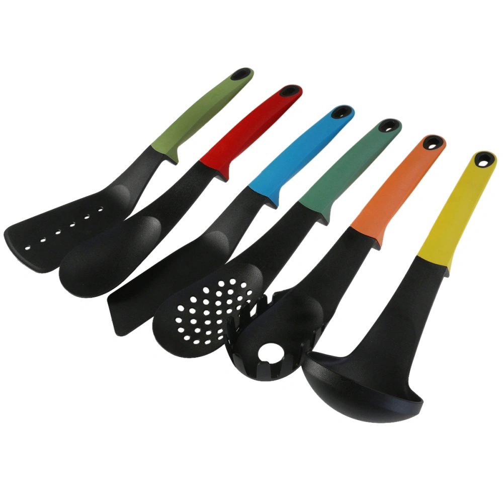 6-in-1 Non-stick Heat Resistant Nylon Soup Ladle Spoon Spatula Spaghetti Server Rice Paddle Kitchen Utensils Set (Random Color)