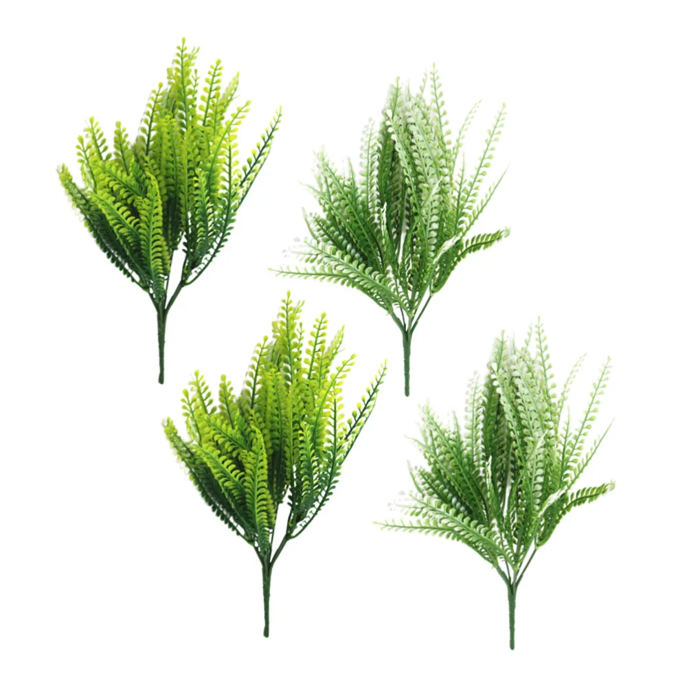 4pcs Artificial Aquatic Plant Plastic Phoenix-tail Ferns for Aquarium Fish Tank Decoration (2pcs Yellow and 2pcs White)