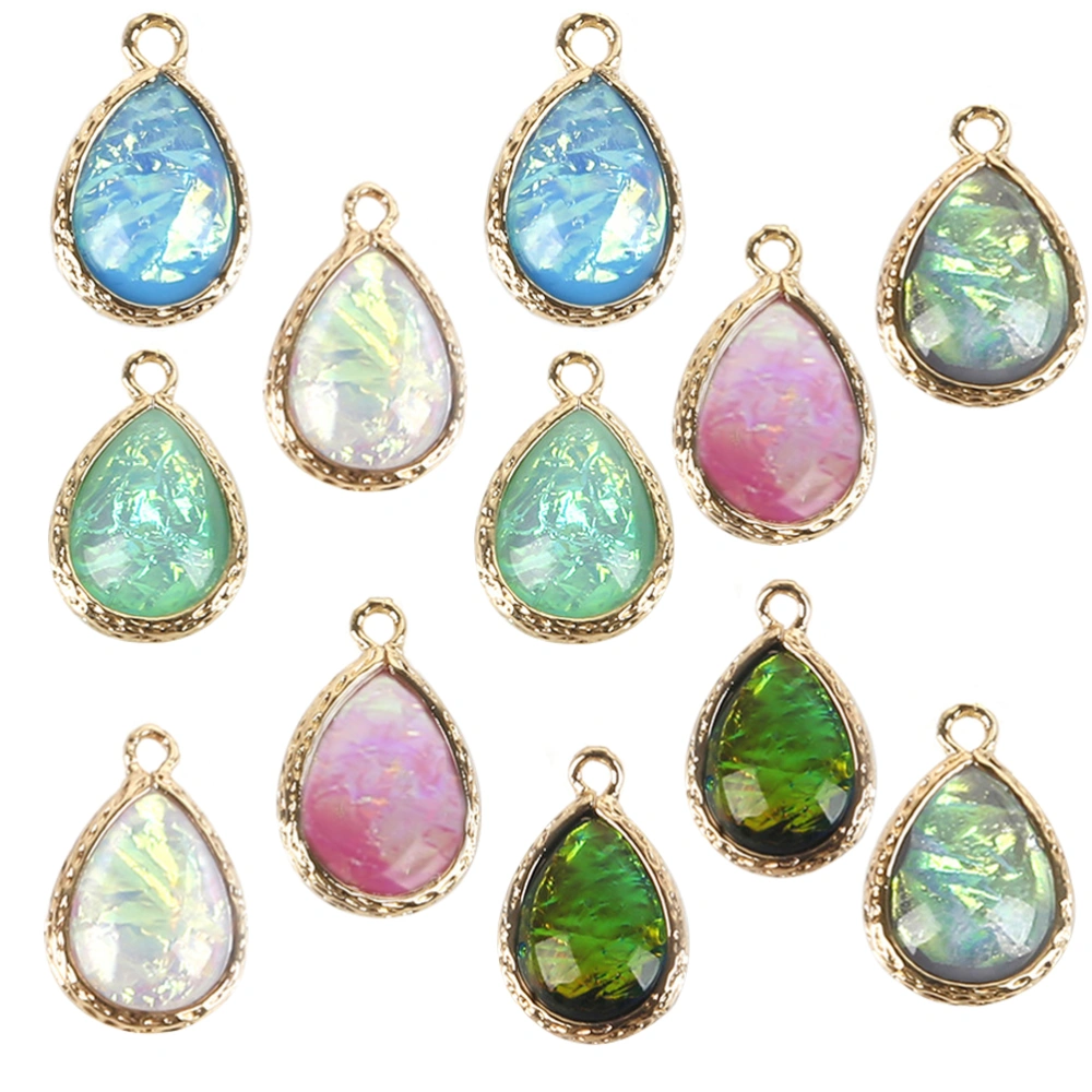 12Pcs Alloy Water Drop Pendant DIY Bracelet Earring Pendant (Mixed Color)