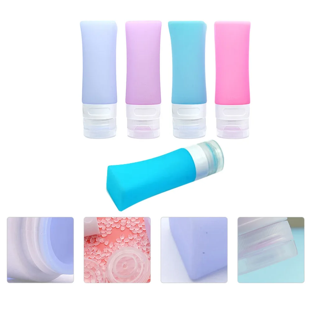 1 set of 80ML Travel Bottles Silicone Containers Refillable Portable Bottle with Bag