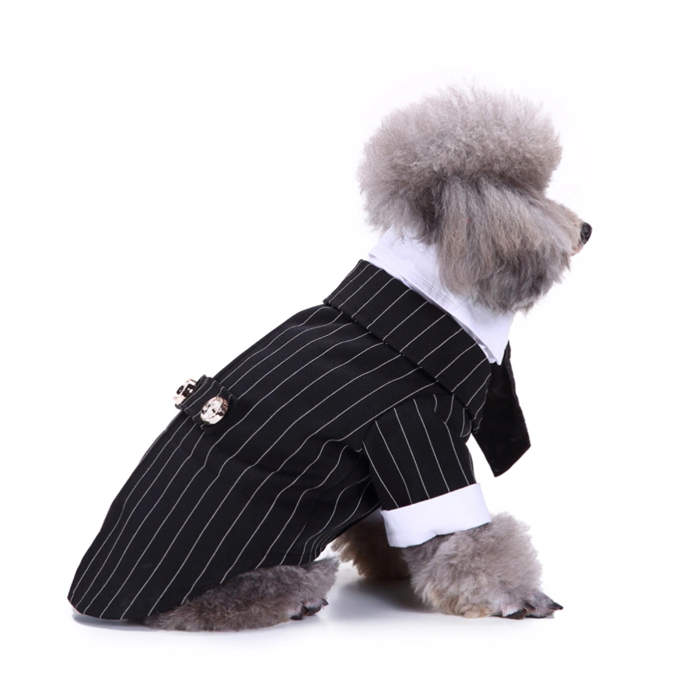 Lovely Dog Clothes Pet Suit Bow Tie Costume Puppy Formal Clothing Comfortable Pet Apparel (Tie Stripe, Size S)