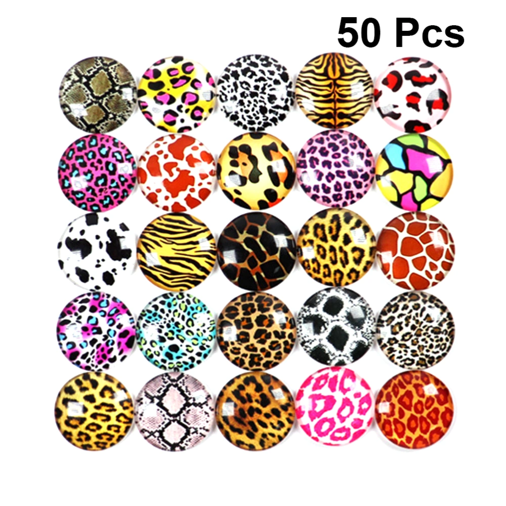 50Pcs Round Pattern Time Glass Stickers DIY Handmade Jewelry Accessories for Earring Bracelet (2.5x0.75cm)