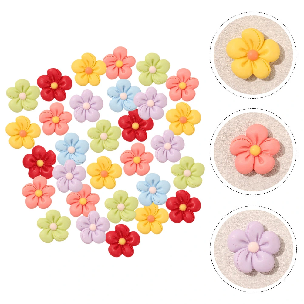 50pcs Cartoon Flower Charms Decorative Resin Charms Phone Case DIY Ornaments Random Style