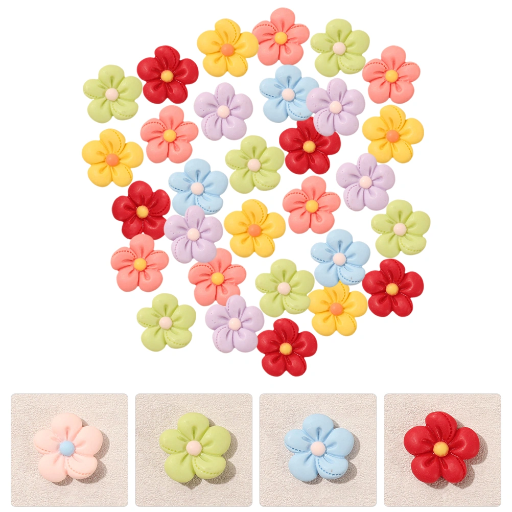 50pcs Cartoon Flower Charms Decorative Resin Charms Phone Case DIY Ornaments Random Style