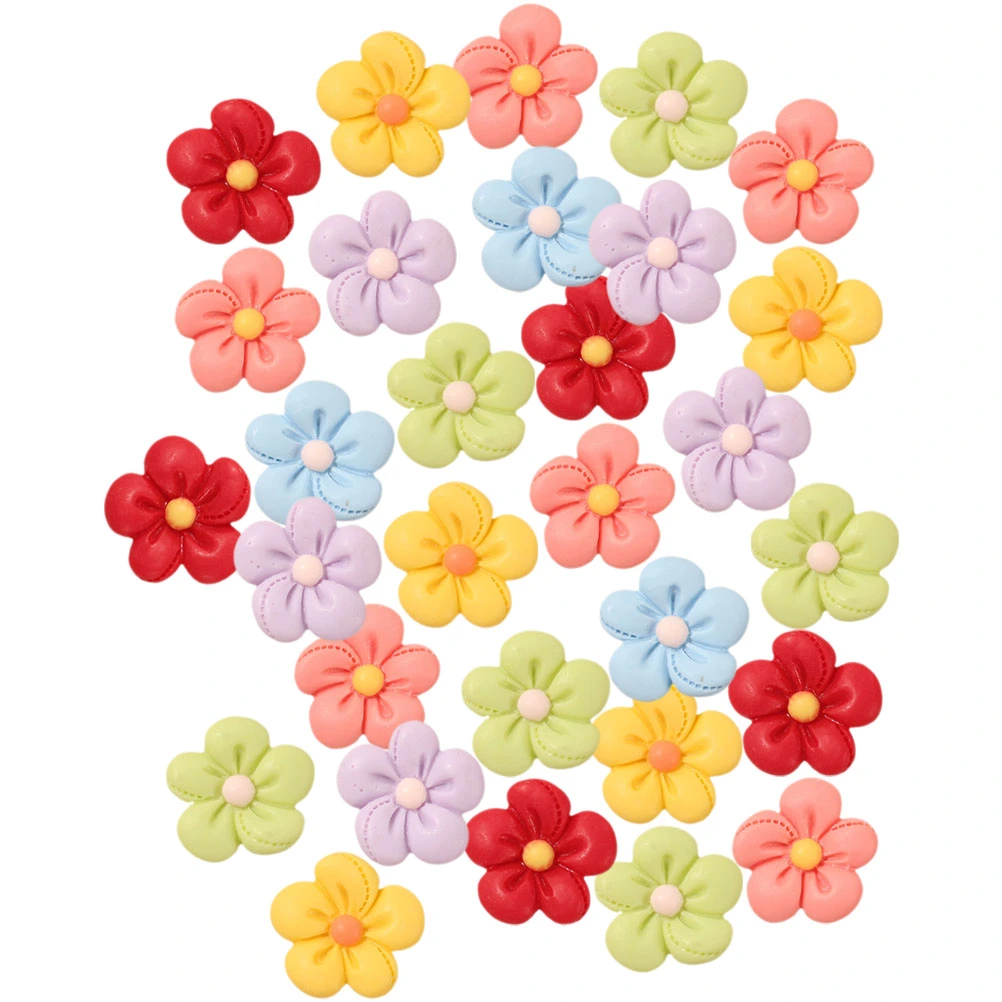 50pcs Cartoon Flower Charms Decorative Resin Charms Phone Case DIY Ornaments Random Style