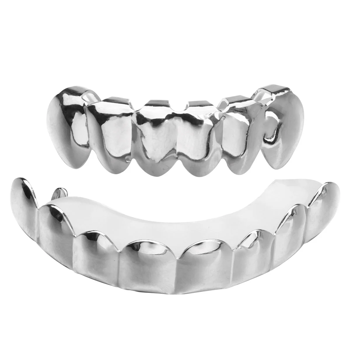 1Set / 8Pcs Hiphop Halloween Dentures Tooth Ornaments Funny Cosplay Props for Party Festival (Silver)