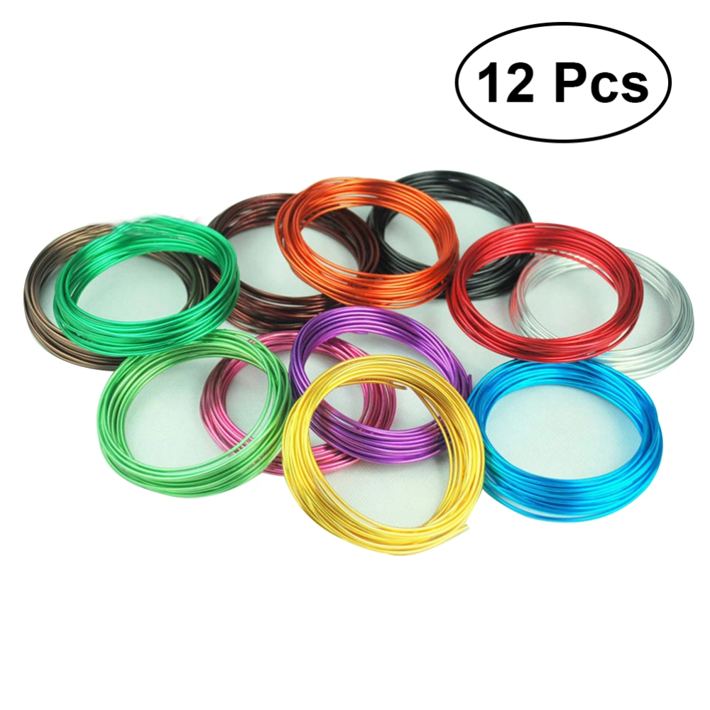 12pcs Multi-colored Aluminum Craft Wire Flexible Metal Wire for Bracelet Necklace Jewelry Making Various Kid DIY Handmade Crafts