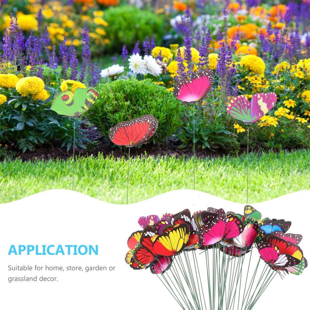 50pcs Simulated Butterflies-shape Garden Decorations Garden Ornaments Garden Decorations