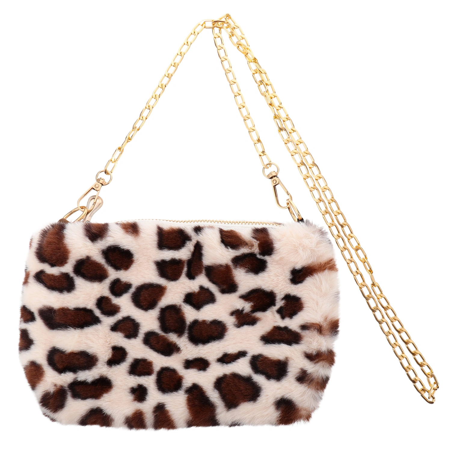 Plush Leopard Phone Bag Fashion Cross Body Shoulder Bag for Women Lady