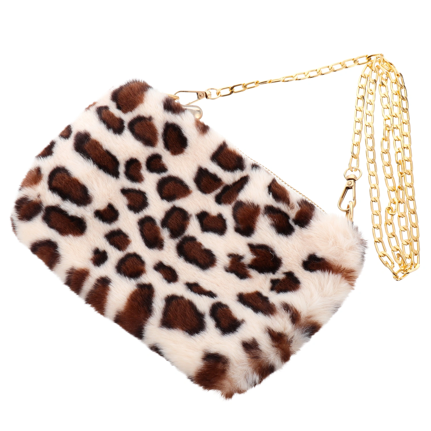 Plush Leopard Phone Bag Fashion Cross Body Shoulder Bag for Women Lady