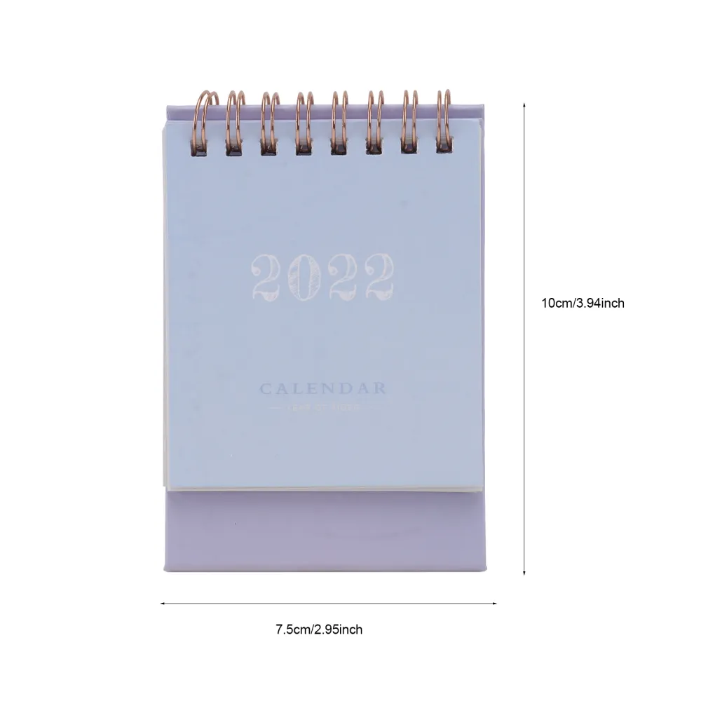 Mini 2021 May to 2022 Desktop Calendar Foldable Coil Calendar Home Office School Desk Decoration Memo Gifts (Random Purple)