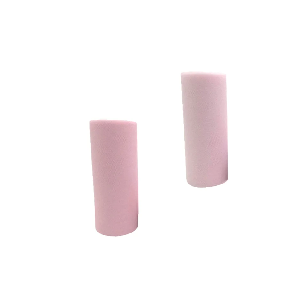 2 Pcs 6 Inch Tutu Scroll Roll Spool Tulle Roll DIY Craft Gauze for Wedding Dress Decoration Party Supplies (Light Pink, Pink Style)