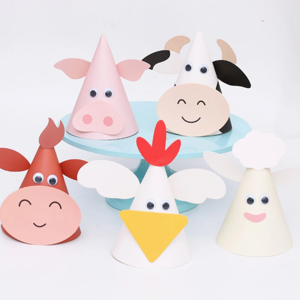 5Pcs Kids Baby DIY Birthday Hats Animal Shaped Birthday Party Hat Decorations Random Style