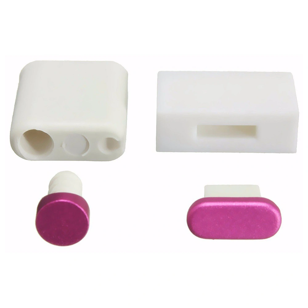 4-in-1 Metal Ear Data Anti Dust Plug Keeper Dock for iPhone 6 / 6 Plus / 6s / 6s plus / / Mini / Pro / Air (Rose Red)