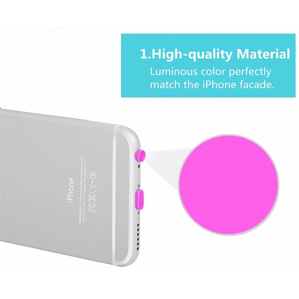 4-in-1 Metal Ear Data Anti Dust Plug Keeper Dock for iPhone 6 / 6 Plus / 6s / 6s plus / / Mini / Pro / Air (Rose Red)