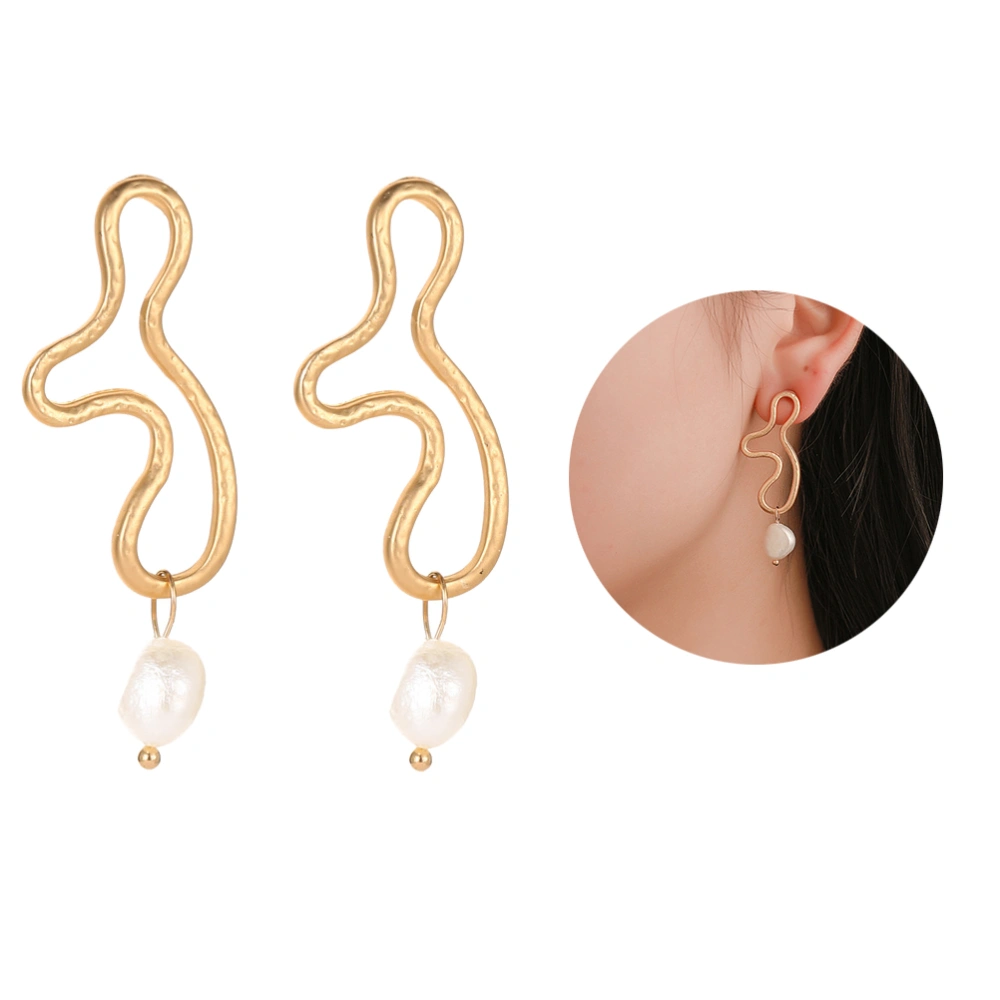 1 Pair Stylish Earrings Simple Hollow Ear Studs Pearl Ear Studs Irregular Water Drop Earrings