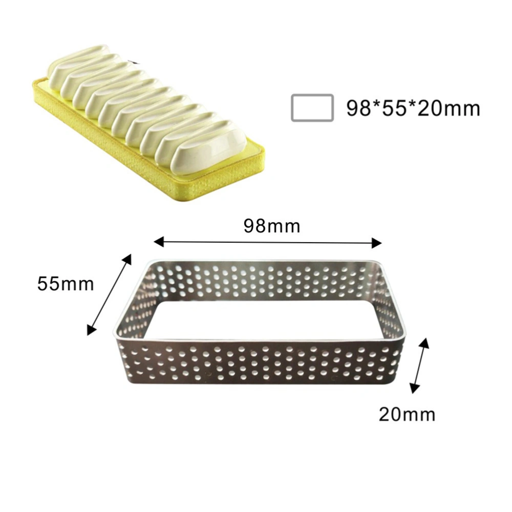 4pcs Stainless Steel Mousse Mold Tart Rings Perforated Pastry Mould Cake Baking Tools (Round+Rectangle+Square+Oval)