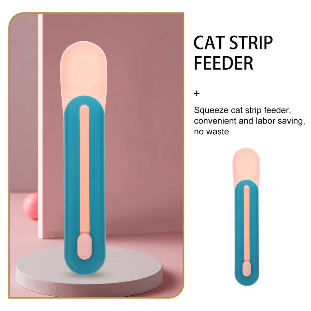 Creative Cat Strip Squeeze Spoon Plastic Cat Food Feeder Cat Treats Scoop Feeder