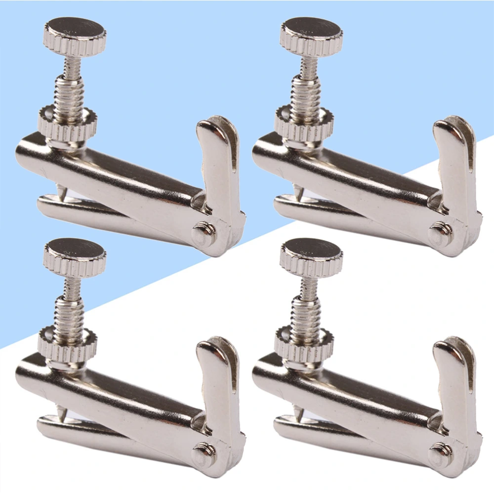 4pcs Violin String Adjuster Fine Tuning String Fine Adjuster Tuners for Violin Size L (Silver)