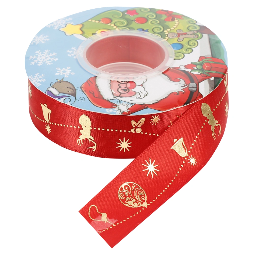 1 Roll Christmas Bronzing Ribbon Decorative Ribbon Gift Box Wrapping Ribbon