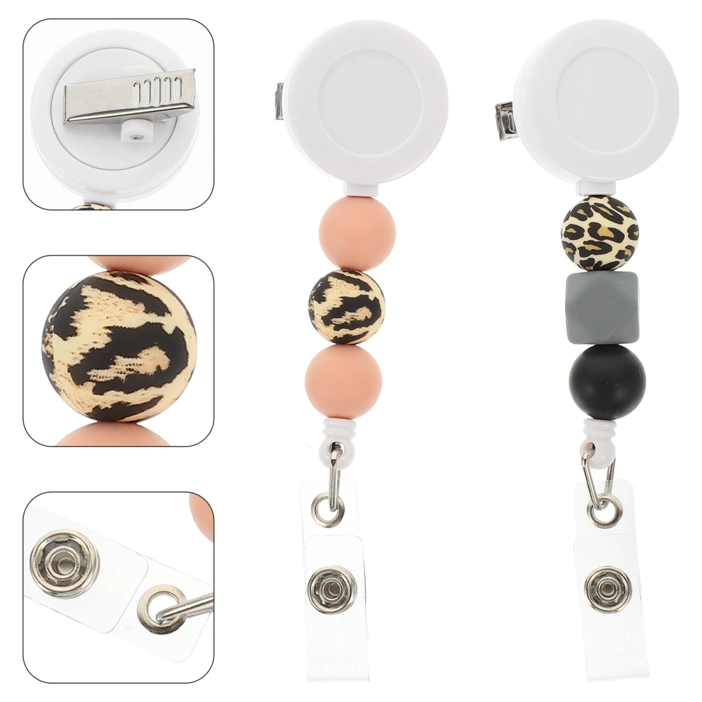 2Pcs Badge Holders Silicone Beaded Badge Clips Retractable Badge Holders Decorative Badge Holders