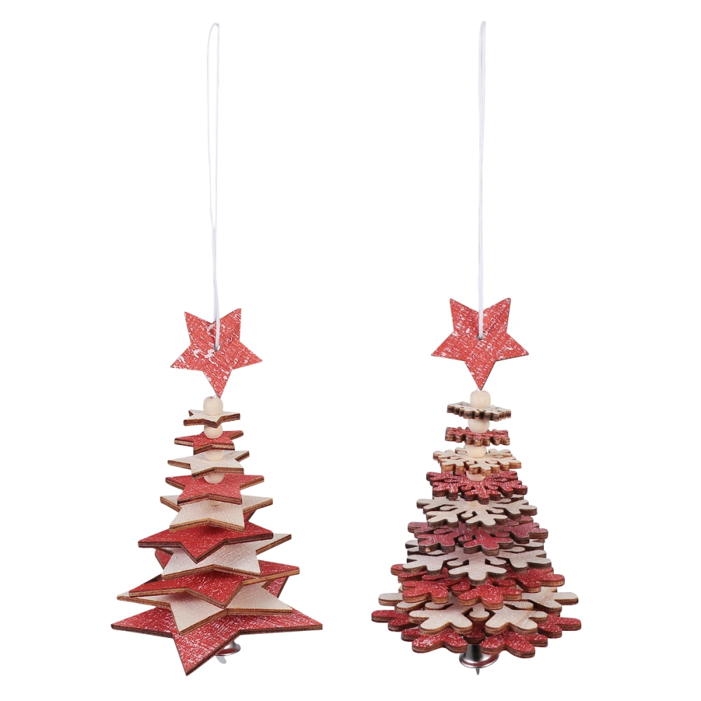 2pcs Wooden Pendant Christmas Tree Hanging Delicate Xmas Layout Adorable Pendant