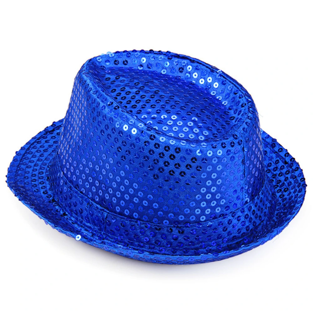 2 Pcs Jazz Hat Sequins Hat Magician Costume Party Dress up Accessory Performing Props for Adults Children (Blue)