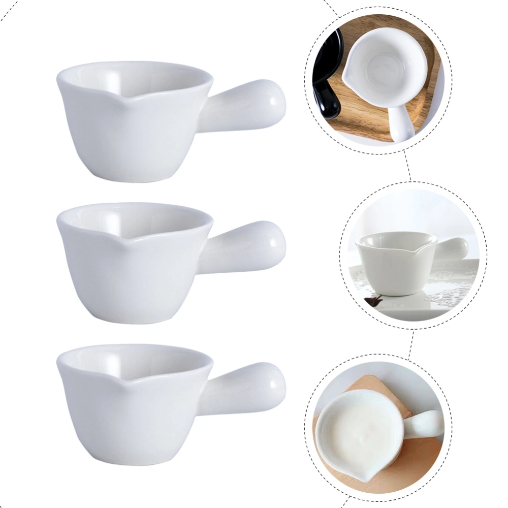 5Pcs Household Milk Pots Handle Design Milk Holders Ceramic Milk Pans Mini Saucepans