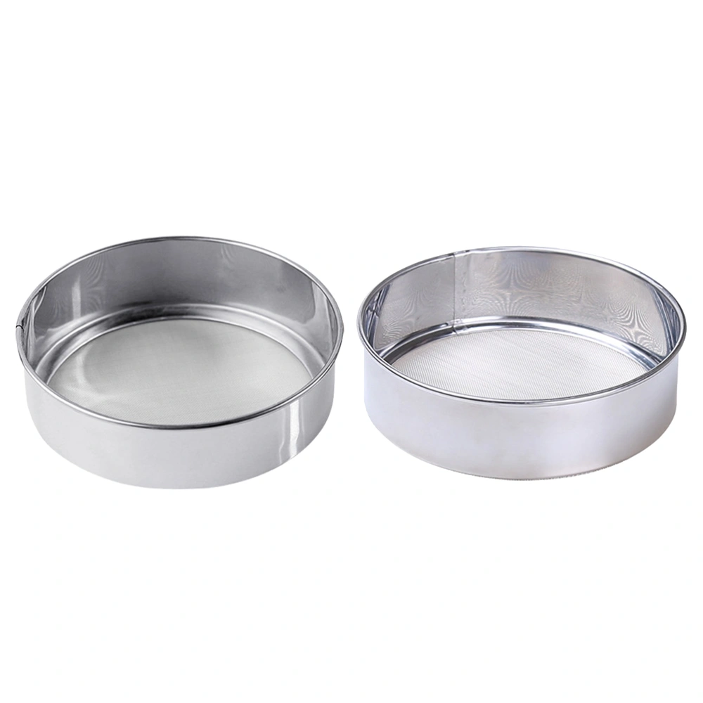 2pcs Stainless Steel Flour Sifters Fine Mesh Sieves Powder Colander Sifter Baking Tools for Kitchen (60 Mesh+40 Mesh)