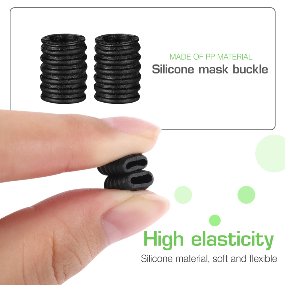 Exceart 200pcs Mask Adjustable Buckle Mask Silicone Anti-Slip Buckle Ear Protective Mask Rope Regulator (Black)