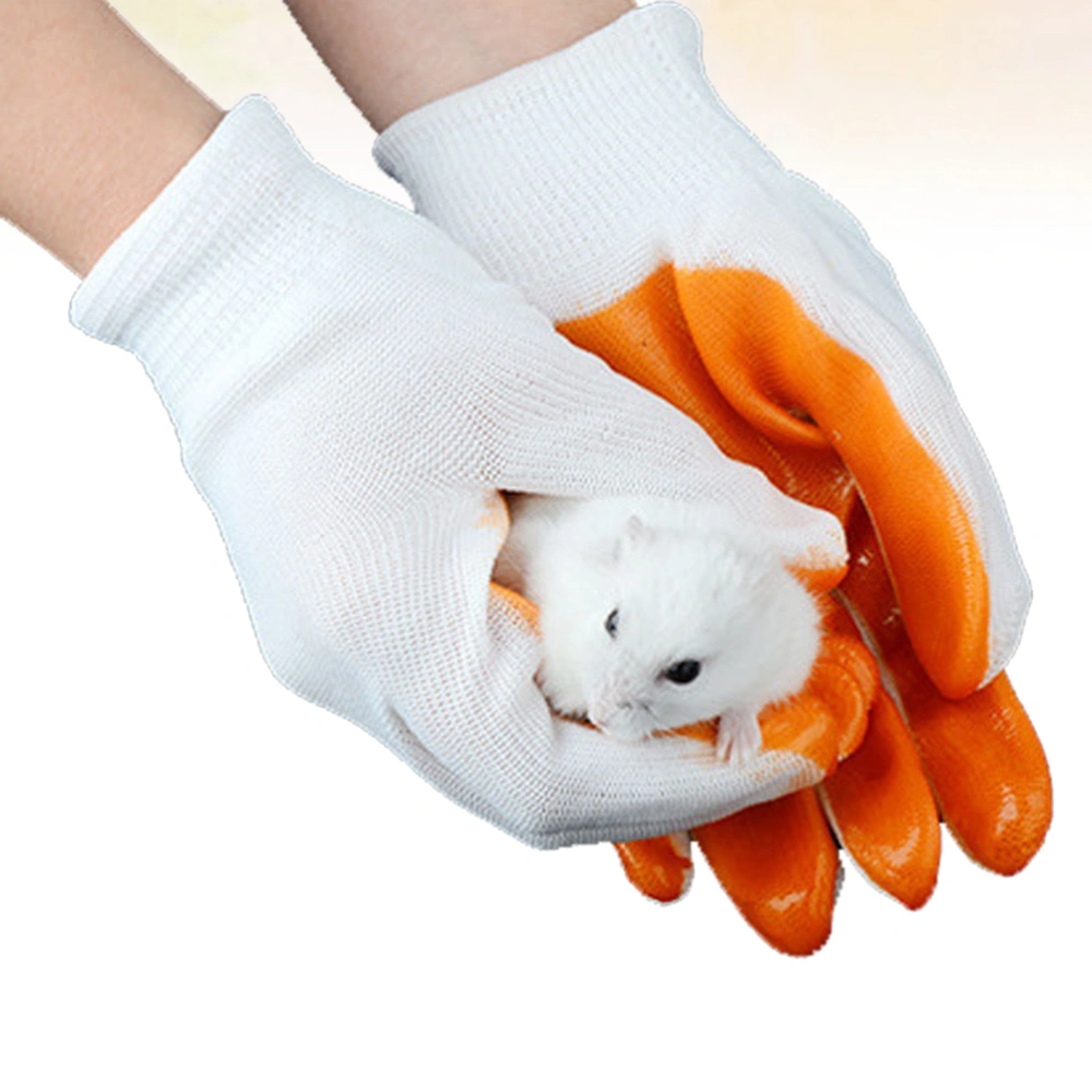 1 Pair of Animals Handling Protection Gloves Thicken Anti-Bite Scratch Gardening Wild Animals Protection Gloves for Hamster Small Pet Raising Supplies (White)