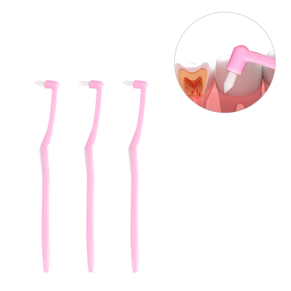 3pcs Multi-purpose Interdental Brush Practical Orthodontic Toothbrush Special Hair Interdental Brush Small Head Wisdom Tooth Brush for Dentist Use Pink