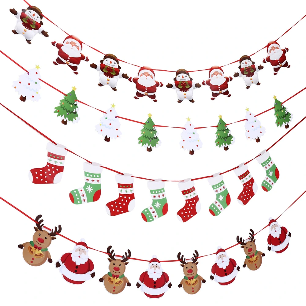 8pcs Christmas Cartoon Banners Paper Hanging Decorations Party Supplies