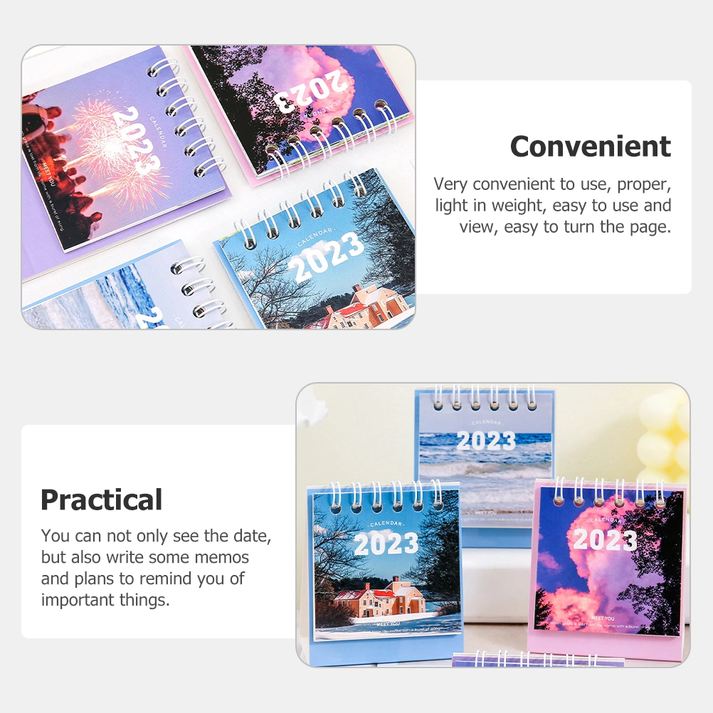 4Pcs Small Desk Calendar Table Calendar Ornament 2023 Year Table Calendar for Home