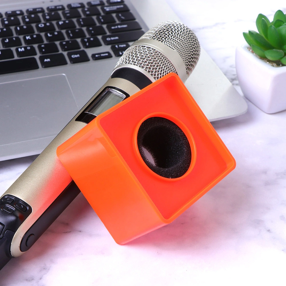 2Pcs Portable ABS Injection Molding Square Shaped Interview Mic Microphone Logo Flag Station Logo(Orange)