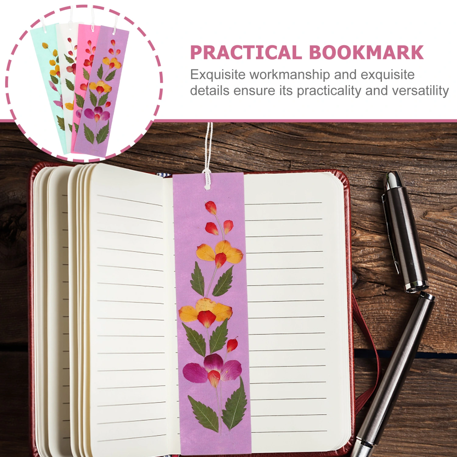 4pcs Natural Dried Flowers Bookmarks DIY Materials Unique Bookmarks (Random Color)