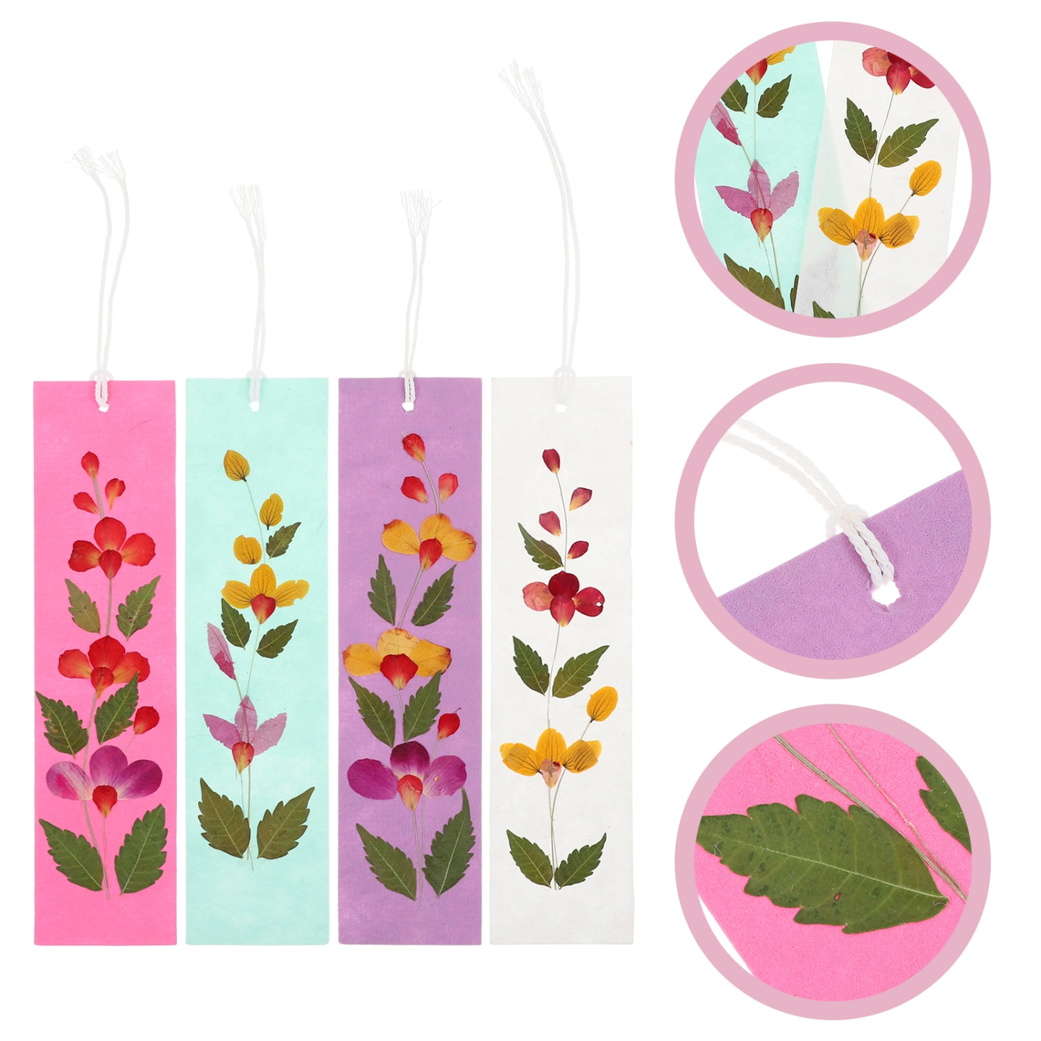 4pcs Natural Dried Flowers Bookmarks DIY Materials Unique Bookmarks (Random Color)