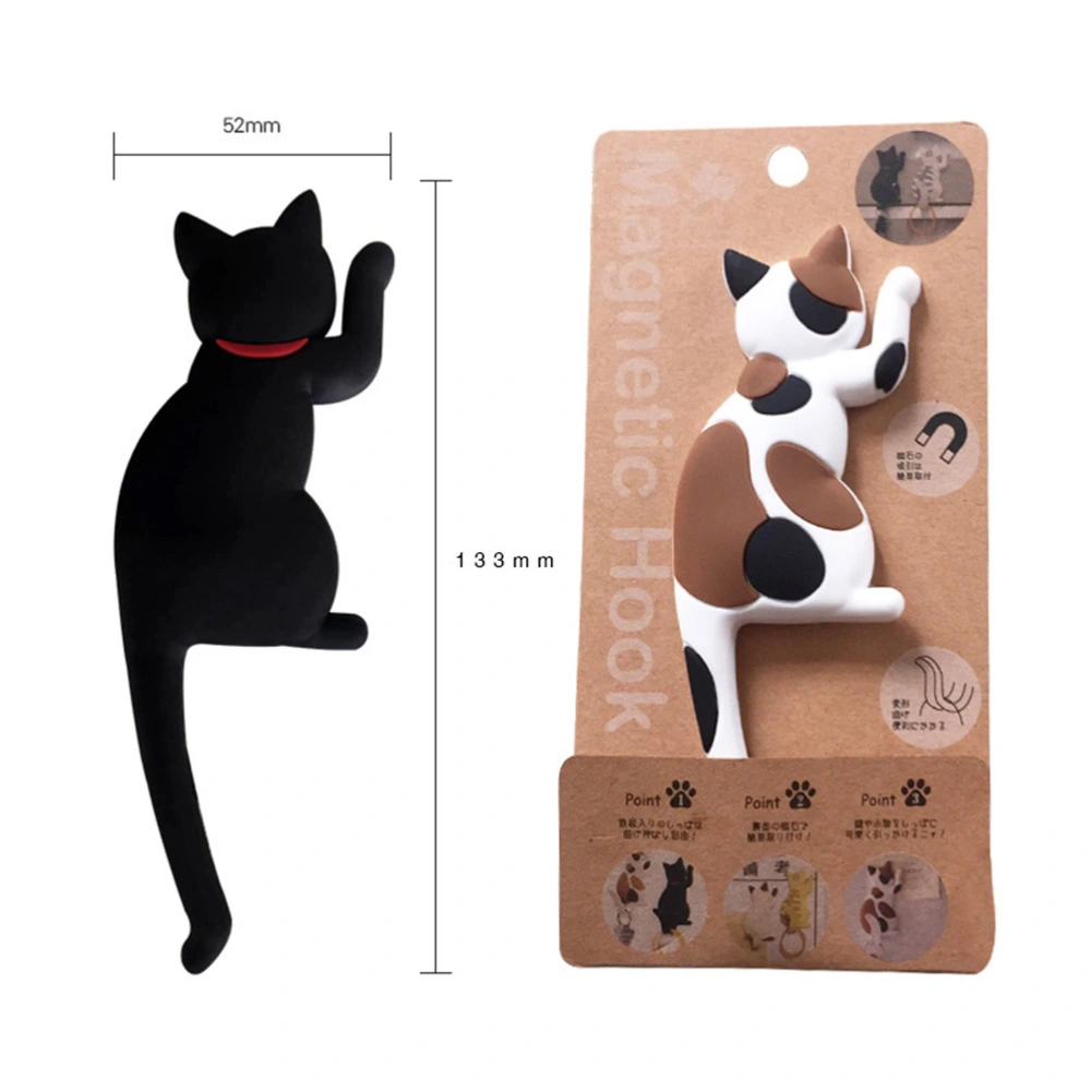 2pcs Cartoon Cat Fridge Magnets Adjustable Bendy Cat Tail Hooks Refrigerator Magnetic Sticker (Random Pattern)