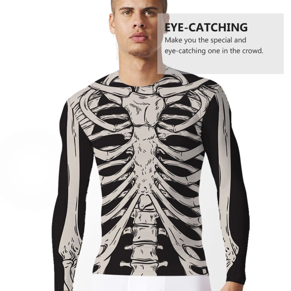 1Pc Men's Cool Halloween Paint T-shirt Long Sleeve Halloween Costume