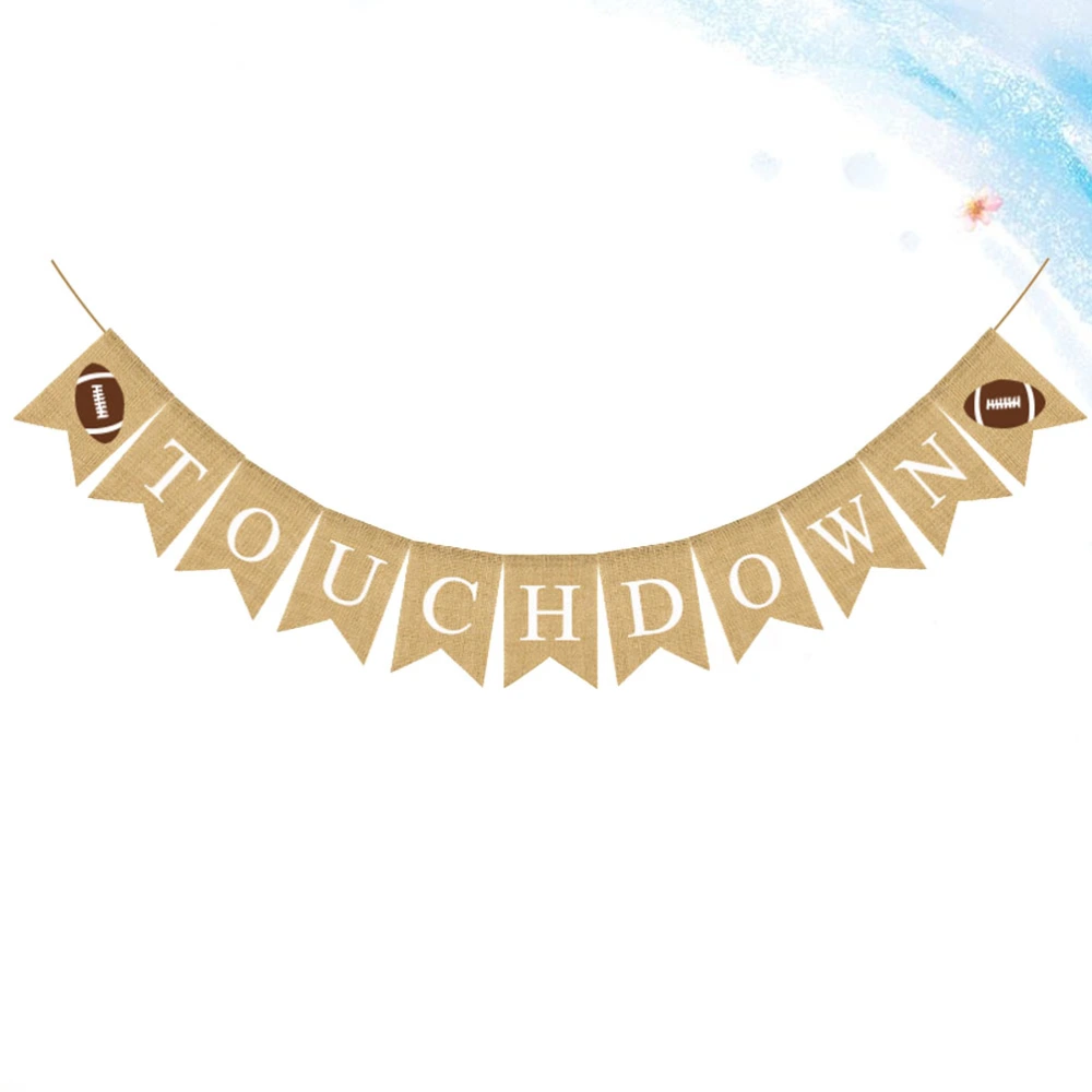 Theme Party Decorative Props Burlap Banner Creative Football Swallowtail Garland Rugby Design Bunting Linen Letter Printing Flag Party Supplies